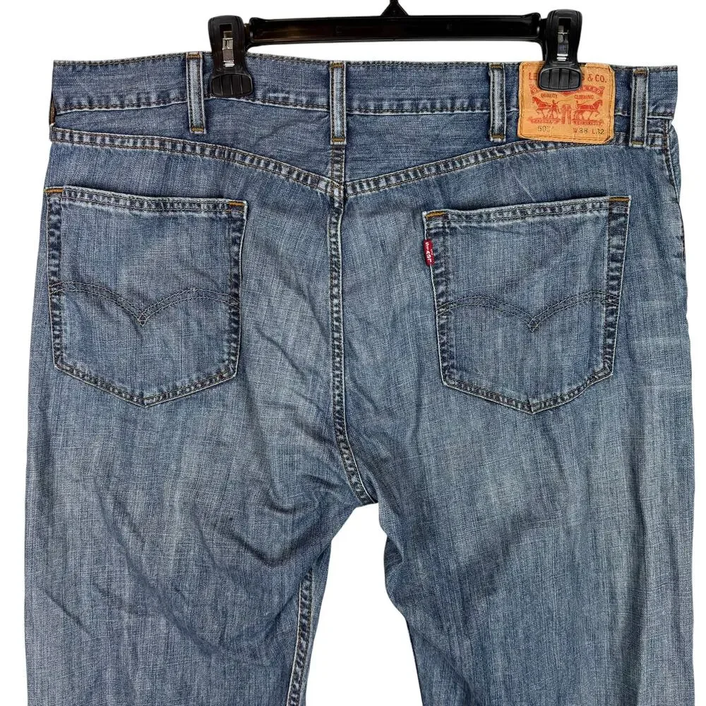 Levi's 505 Jeans Mens 38x32 Blue Denim Cotton Regular Fit Straight Leg Zip‎ Fly